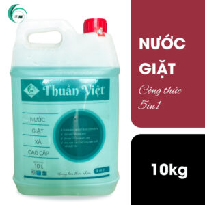 Can nước giặt cao cấp 10kg 5in1 Thuần Việt – Giặt sạch, giữ màu, mềm vải, khử mùi, an toàn cho da.