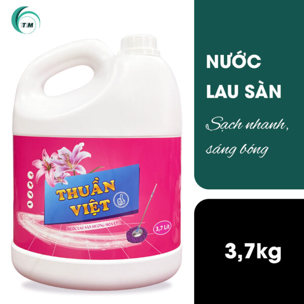 Nước lau sàn 3.7kg Thuần Việt hương ly – sạch bóng, thơm mát dài lâu