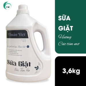 Can sữa giặt cao cấp 3.6kg Thuần Việt hương cúc tím mơ sạch thơm lâu, bảo vệ từng sợi vải