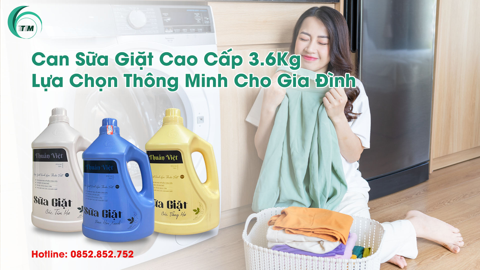 Can sữa giặt cao cấp 3.6kg Thuần Việt