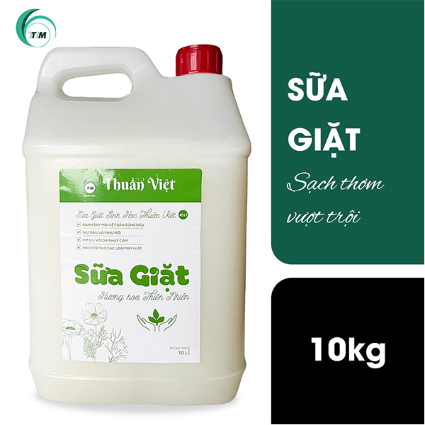 can sữa giặt cao cấp 10kg Thuần Việt hương hoa thiên nhiên