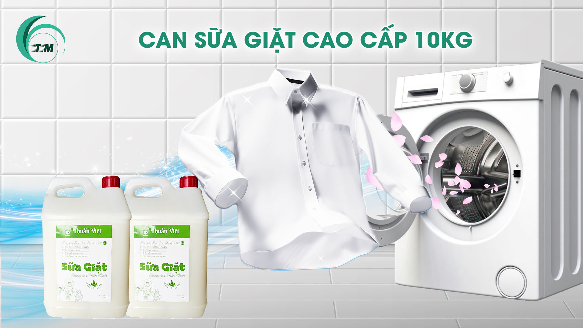can sữa giặt cao cấp 10kg Thuần Việt
