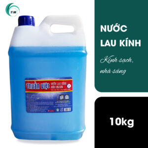 Can nước lau kính 10kg Thuần Việt, dòng công nghiệp siêu tiết kiệm, giúp kính sạch bóng không tì vết cho tòa nhà, khách sạn.