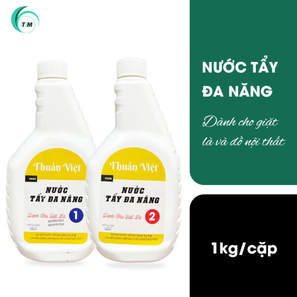 Nước tẩy đa năng 1kg/cặp Thuần Việt, chuyên dụng cho giặt là và đồ nội thất.