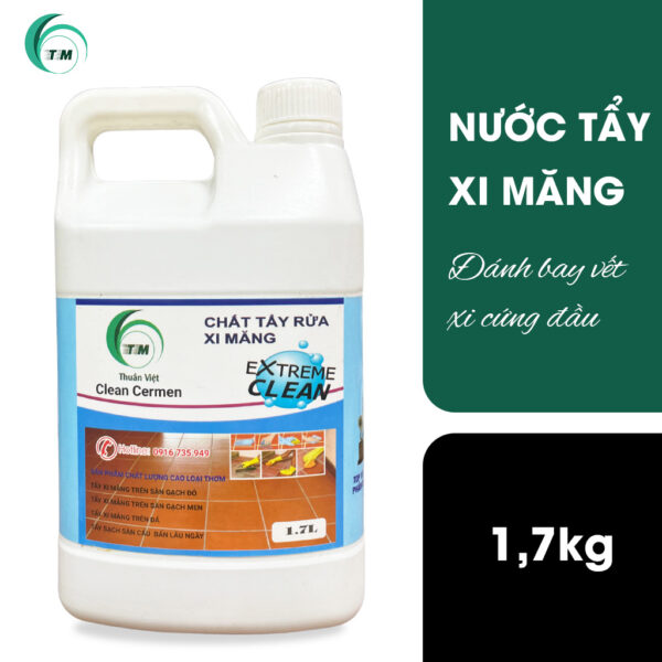 Nước tẩy xi măng 1.7kg Thuần Việt, tẩy sạch xi măng bám lâu ngày trên sàn gạch, đá và thiết bị.